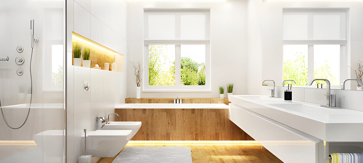 Wood-look or warm tone tiles